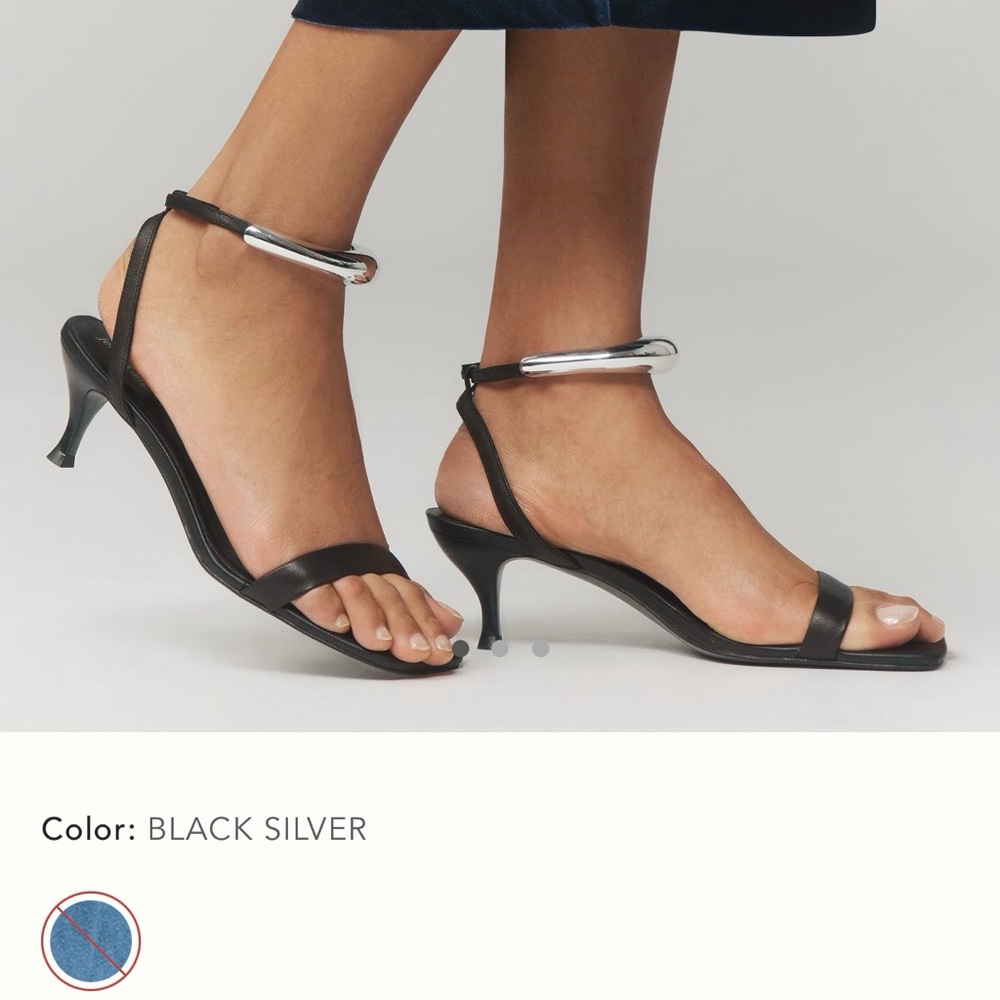 Jeffrey Campbell Black Silver Kitten Heel Sandals